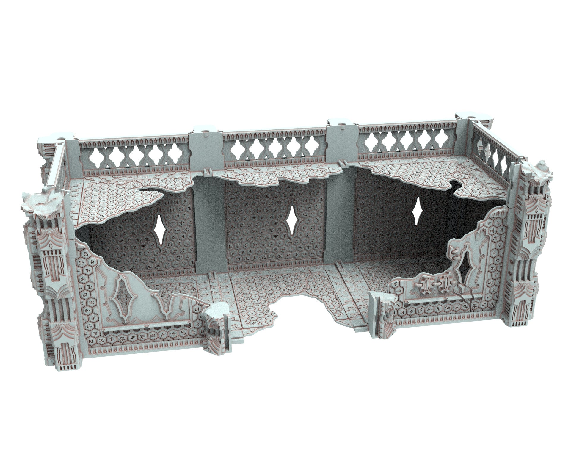 Dark city Ruined building elves eldar in PLA and resin usable for warmachine, Damocles, One Page Rule, Firefight, infinity, scifi wargame...