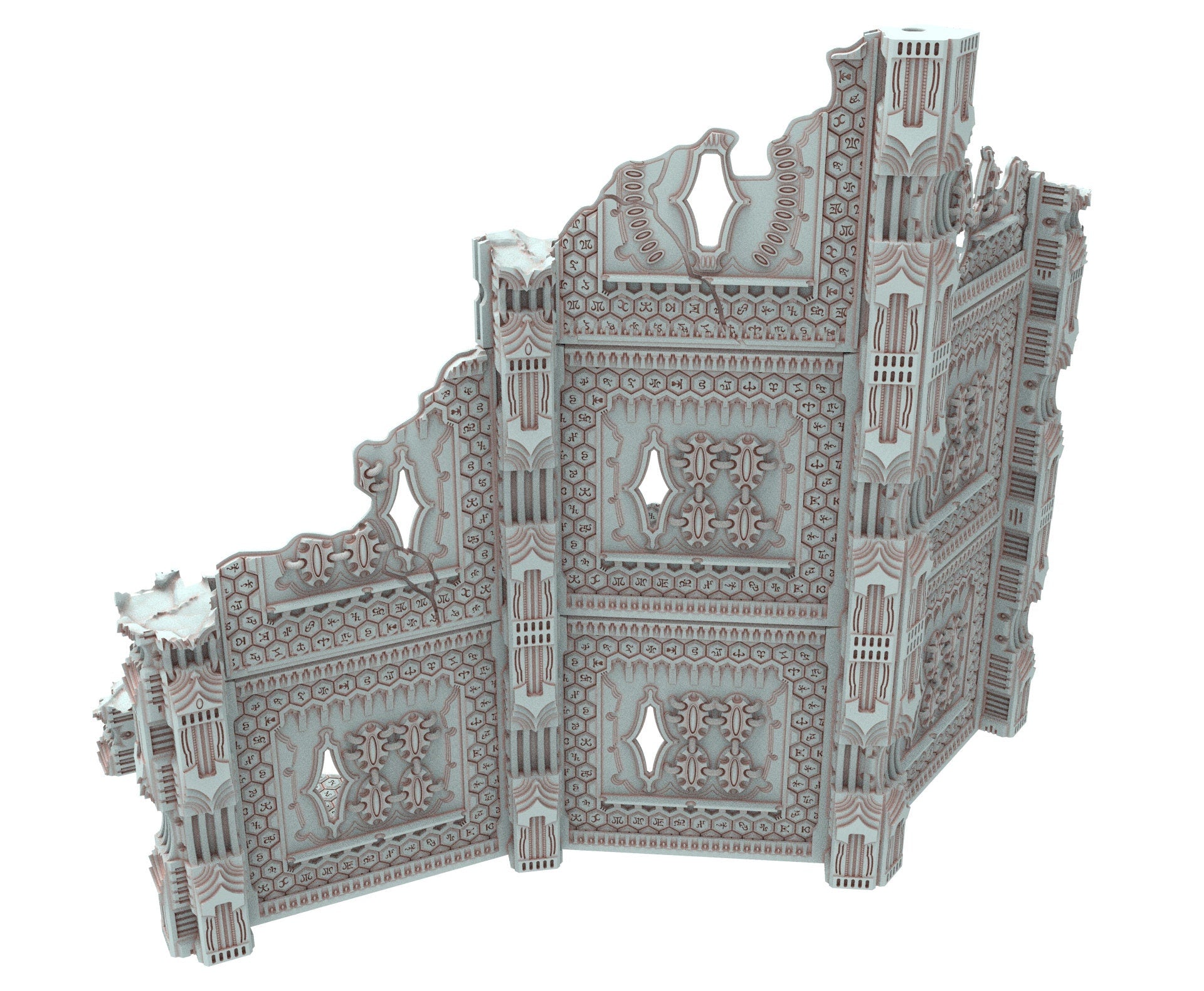 Dark city Ruined building elves eldar in PLA and resin usable for warmachine, Damocles, One Page Rule, Firefight, infinity, scifi wargame...