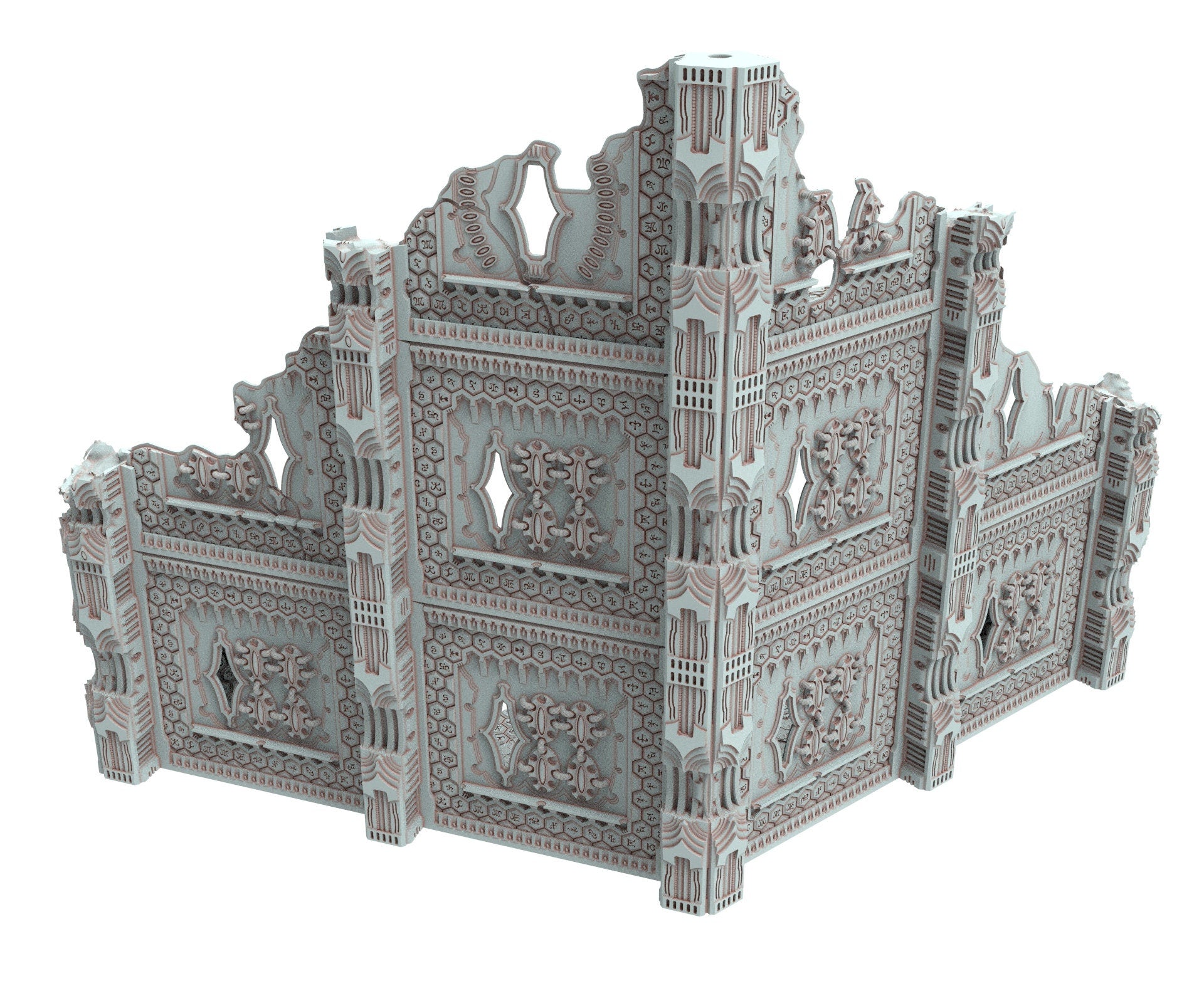 Dark city Ruined building elves eldar in PLA and resin usable for warmachine, Damocles, One Page Rule, Firefight, infinity, scifi wargame...