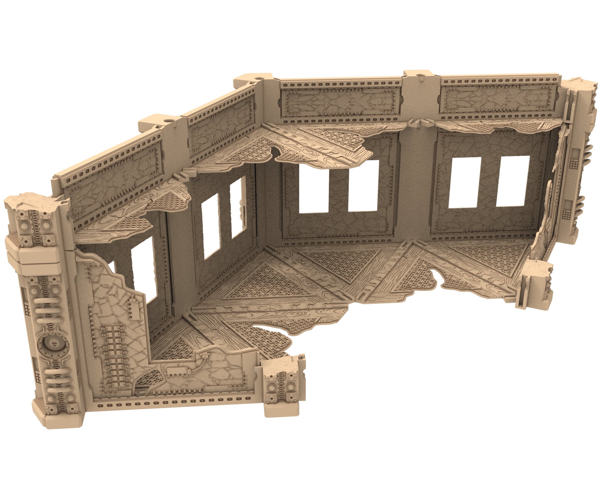 Commercial Outpost Latino Ruined building in PLA and resin for warmachine, Damocles, One Page Rule, Firefight, infinity, scifi wargame...