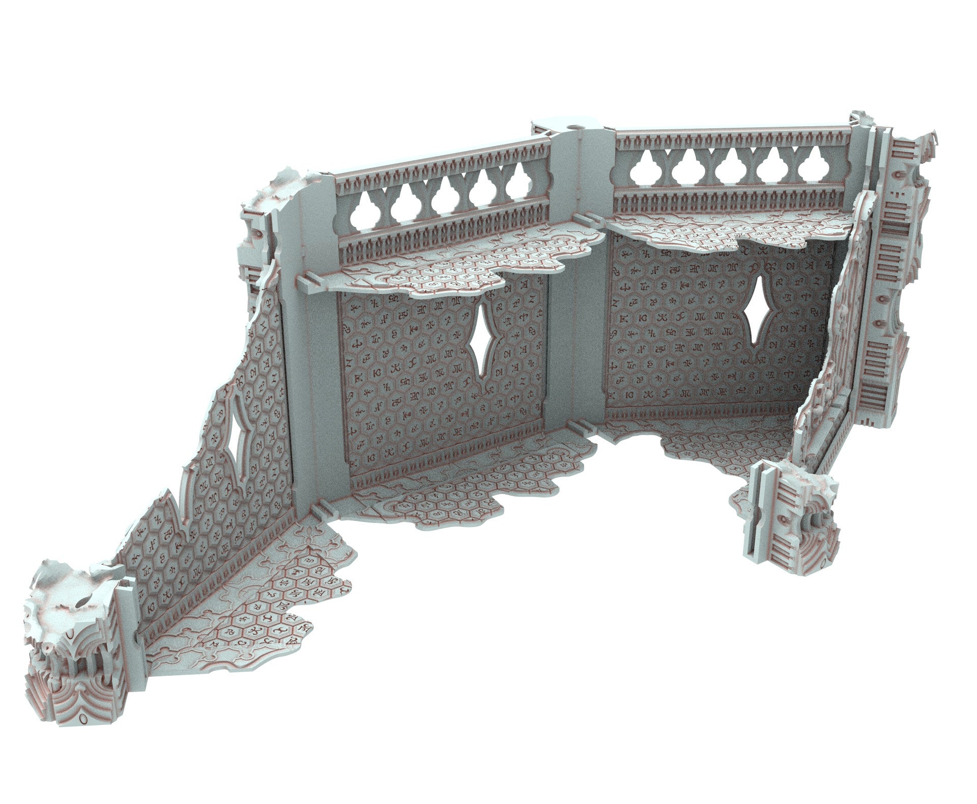 Dark city Ruined building elves eldar in PLA and resin usable for warmachine, Damocles, One Page Rule, Firefight, infinity, scifi wargame...