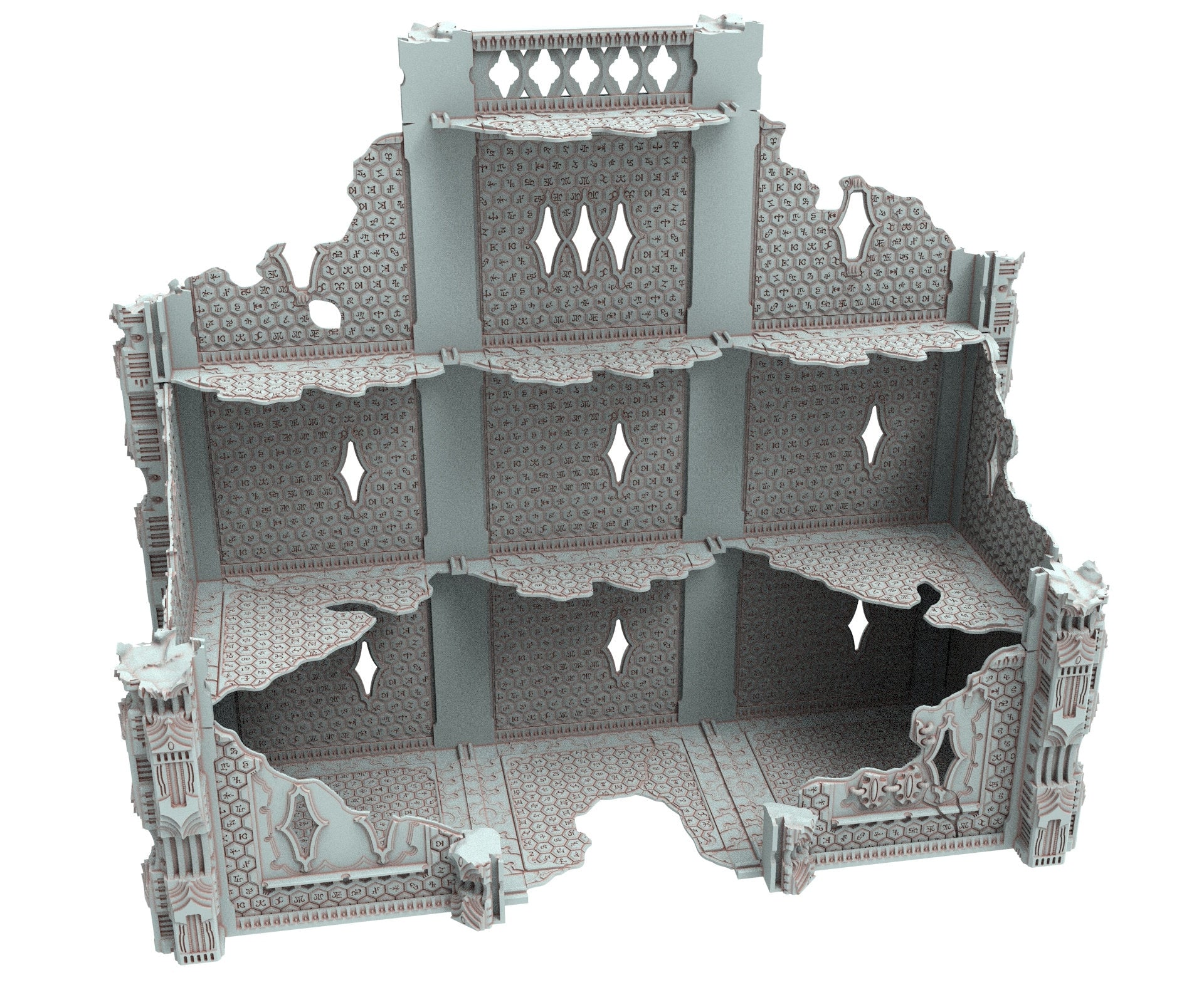 Dark city Ruined building elves eldar in PLA and resin usable for warmachine, Damocles, One Page Rule, Firefight, infinity, scifi wargame...