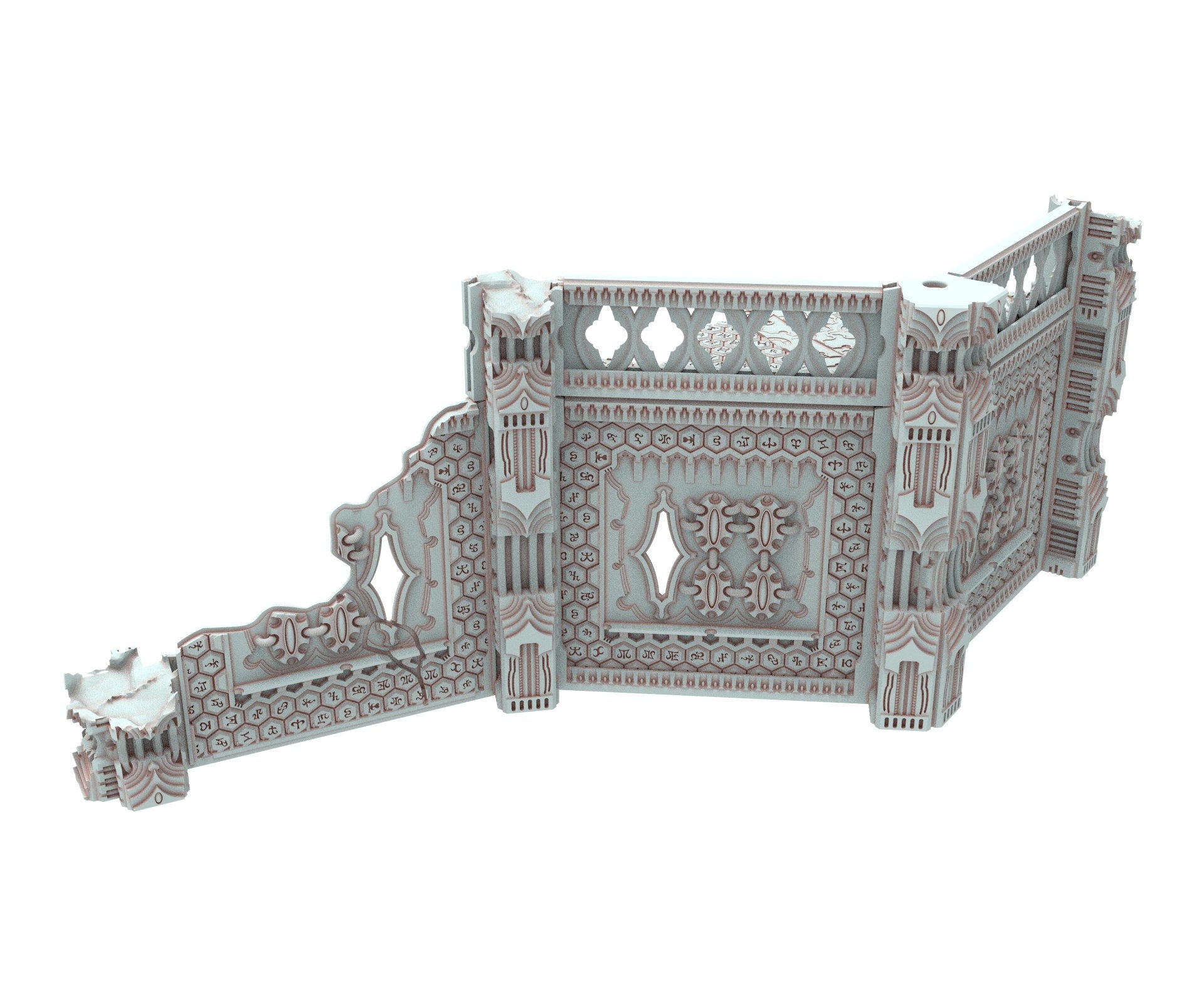 Dark city Ruined building elves eldar in PLA and resin usable for warmachine, Damocles, One Page Rule, Firefight, infinity, scifi wargame...