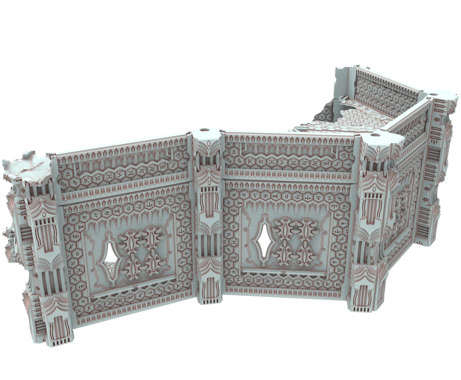 Dark city Ruined building elves eldar in PLA and resin usable for warmachine, Damocles, One Page Rule, Firefight, infinity, scifi wargame...