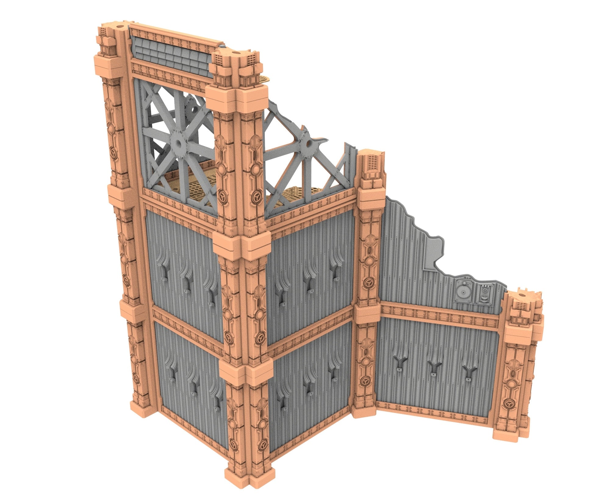 Military Ruined building printed in PLA and resin usable for warmachine, Damocles, One Page Rule, Firefight, infinity, scifi wargame...