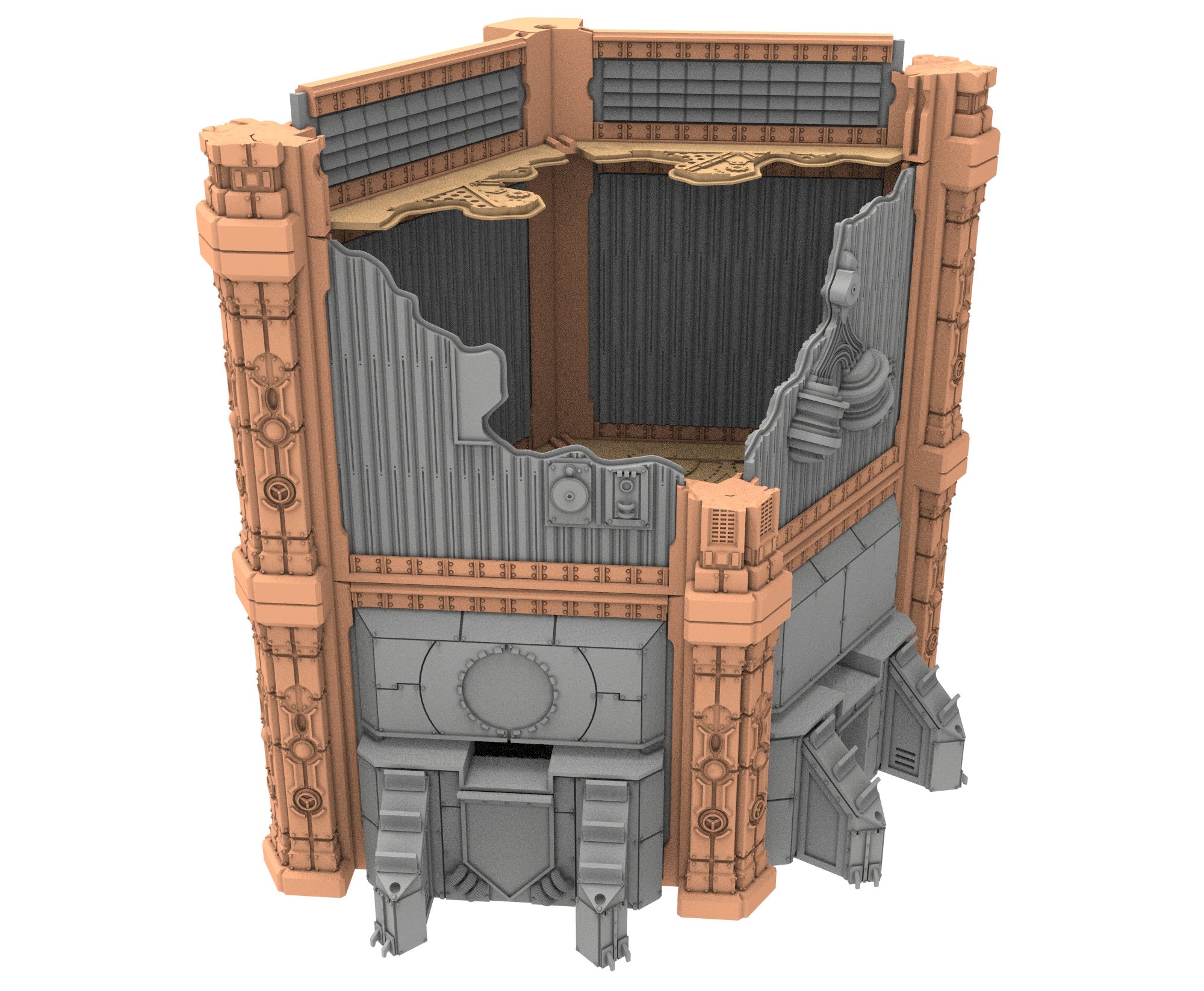 Military Ruined building printed in PLA and resin usable for warmachine, Damocles, One Page Rule, Firefight, infinity, scifi wargame...