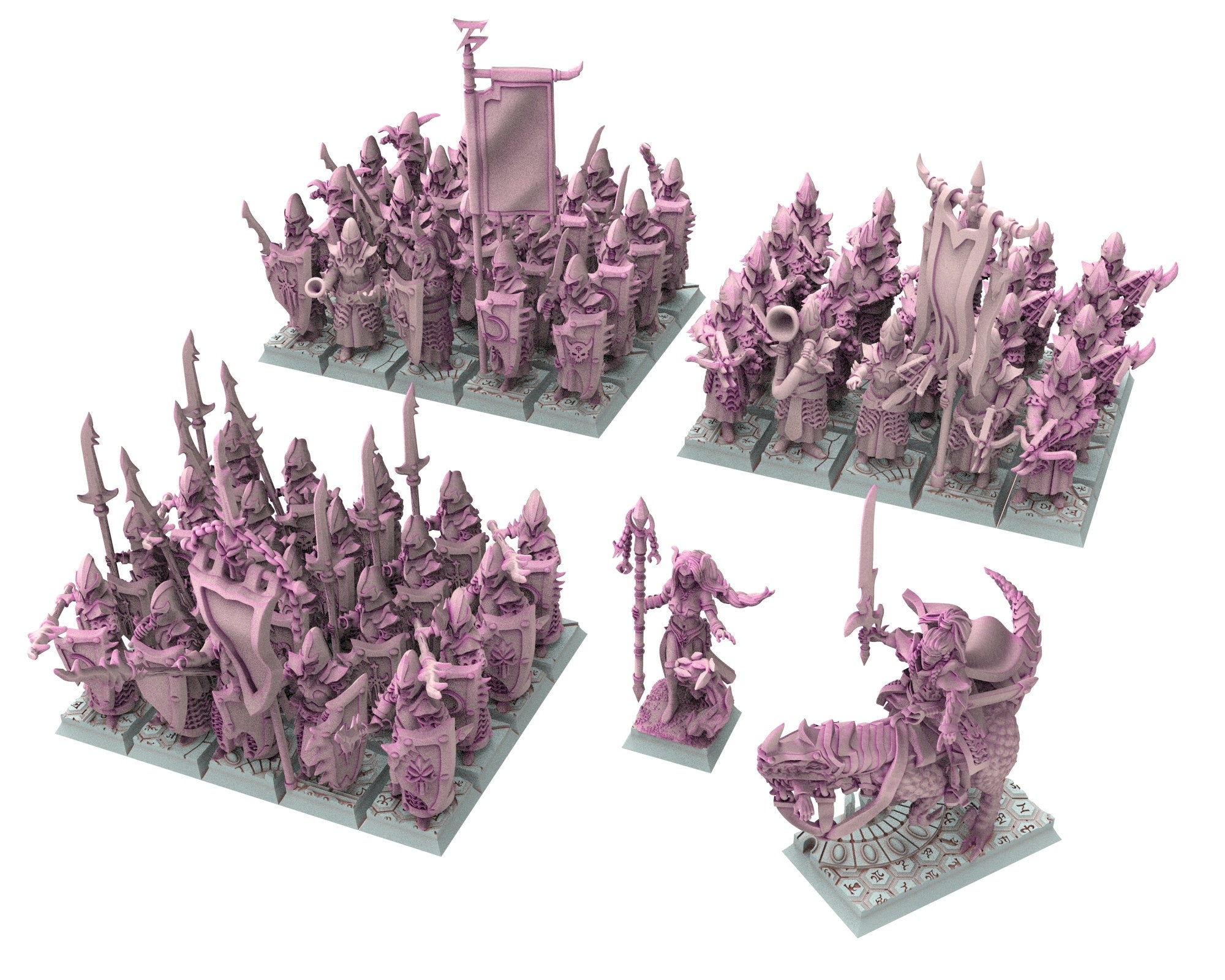 Dark Elves - Swordmen unit 20 soldiers, dark elves, Merciless north pillars usable for 9th Age, Fantasy Battle, Oldhammer, King of war, D&D