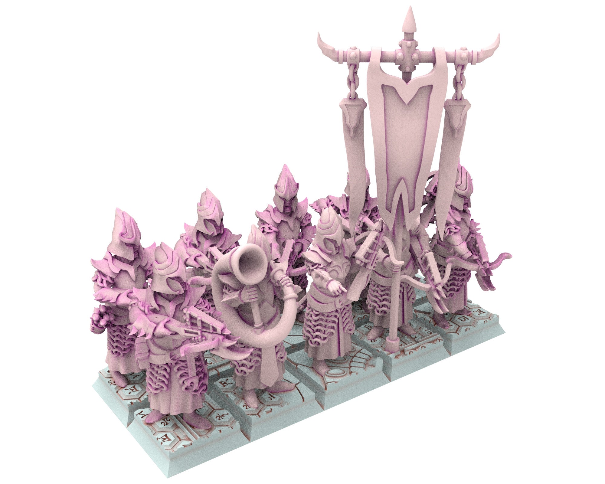 Dark Elves - Swordmen unit 20 soldiers, dark elves, Merciless north pillars usable for 9th Age, Fantasy Battle, Oldhammer, King of war, D&D