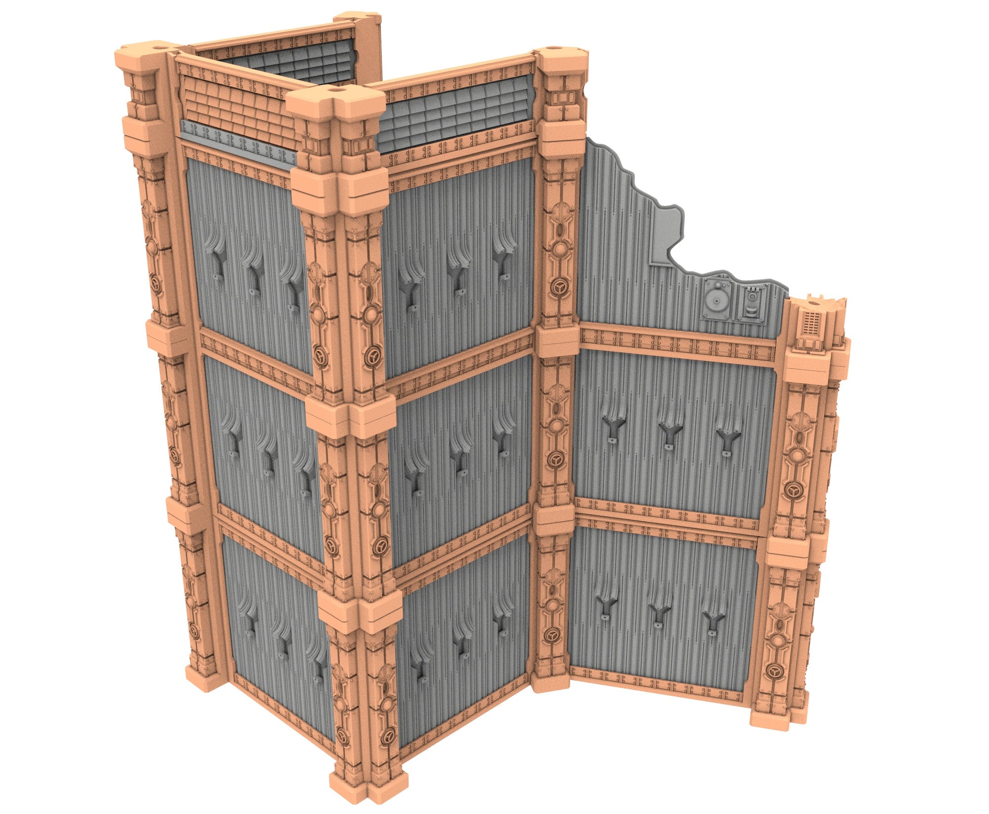 Military Ruined building printed in PLA and resin usable for warmachine, Damocles, One Page Rule, Firefight, infinity, scifi wargame...