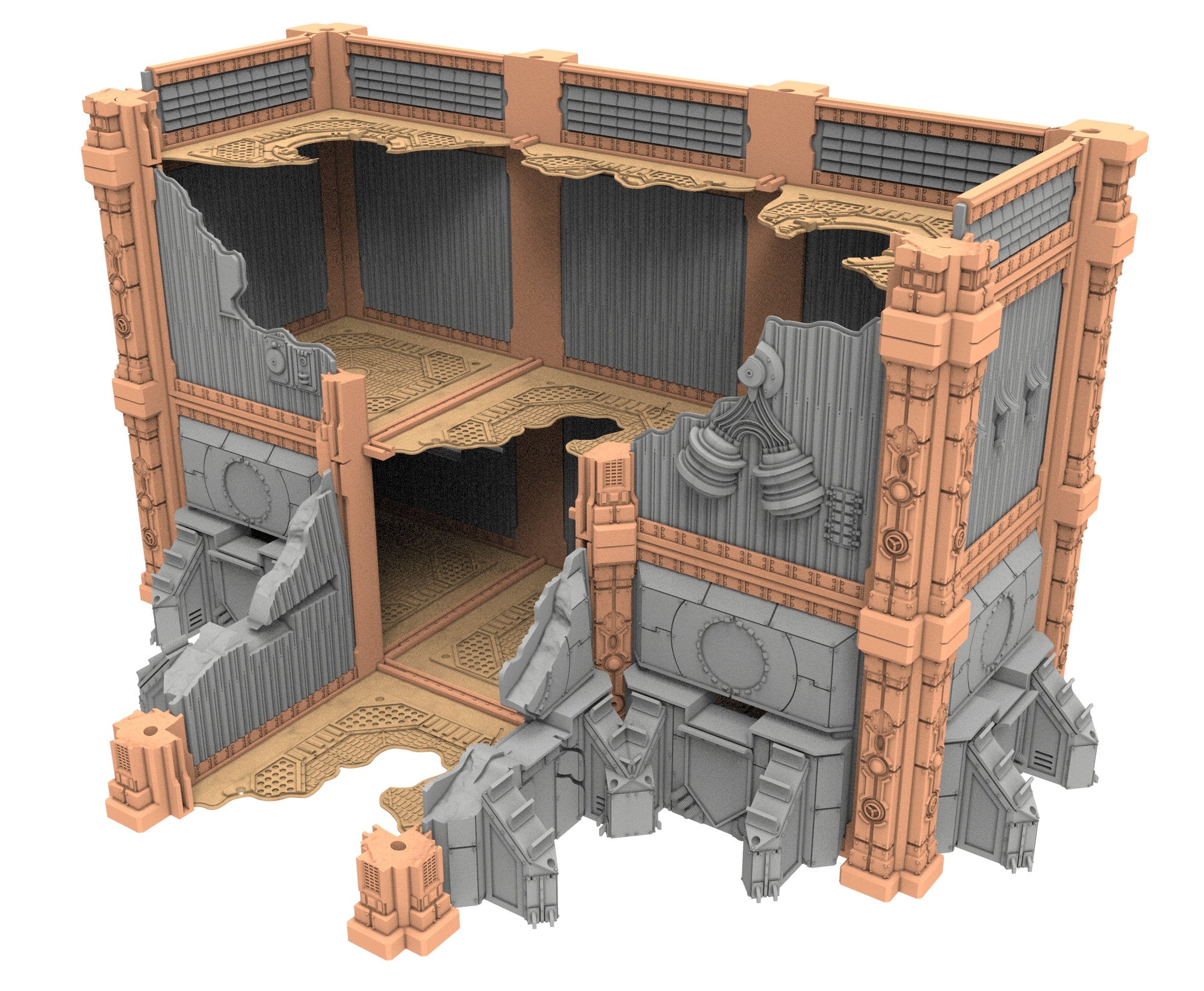 Military Ruined building printed in PLA and resin usable for warmachine, Damocles, One Page Rule, Firefight, infinity, scifi wargame...