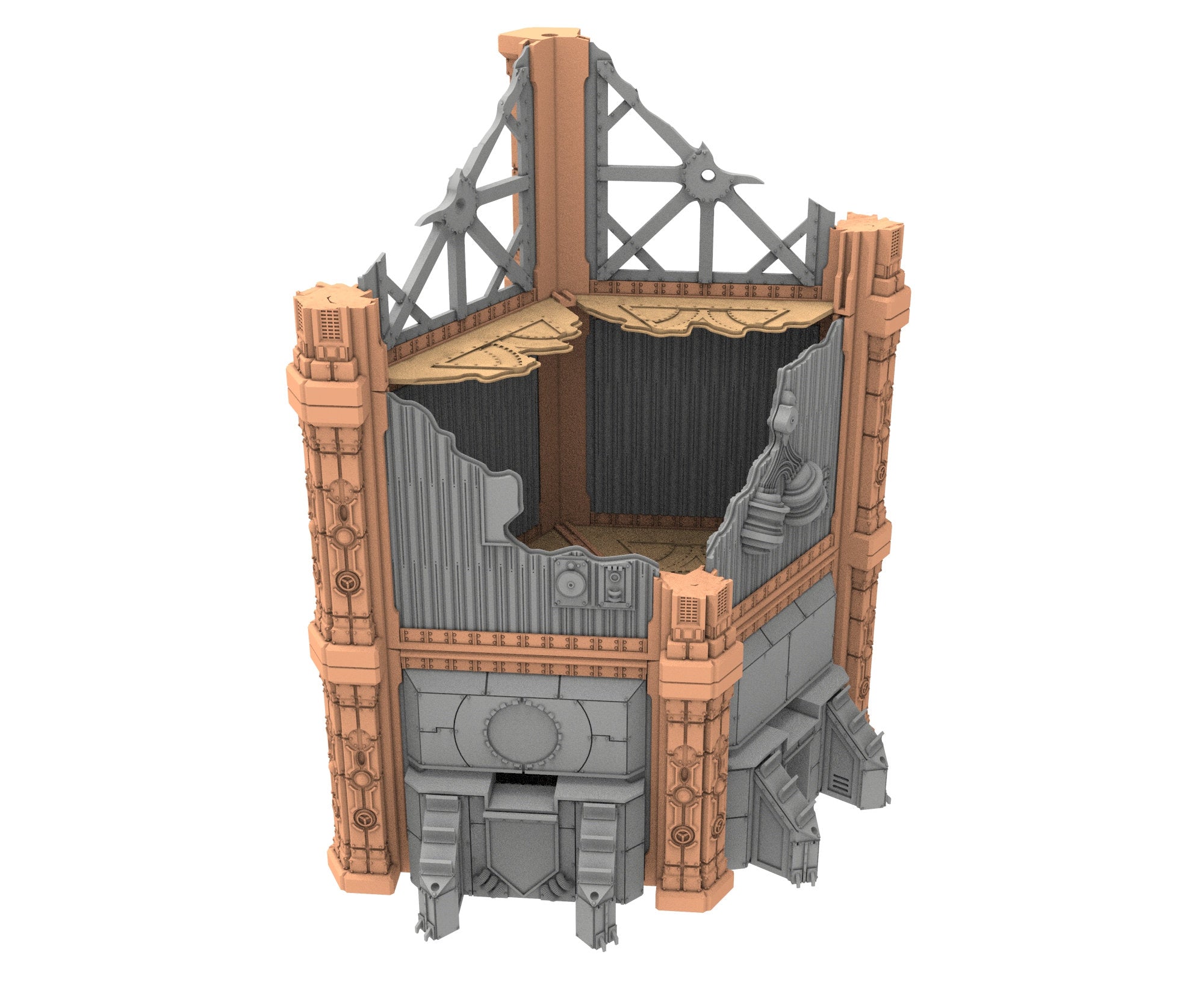 Military Ruined building printed in PLA and resin usable for warmachine, Damocles, One Page Rule, Firefight, infinity, scifi wargame...