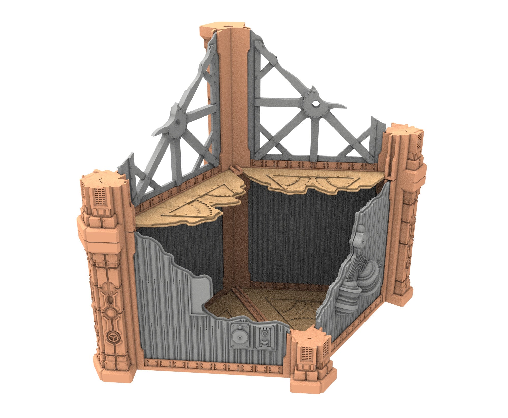 Military Ruined building printed in PLA and resin usable for warmachine, Damocles, One Page Rule, Firefight, infinity, scifi wargame...