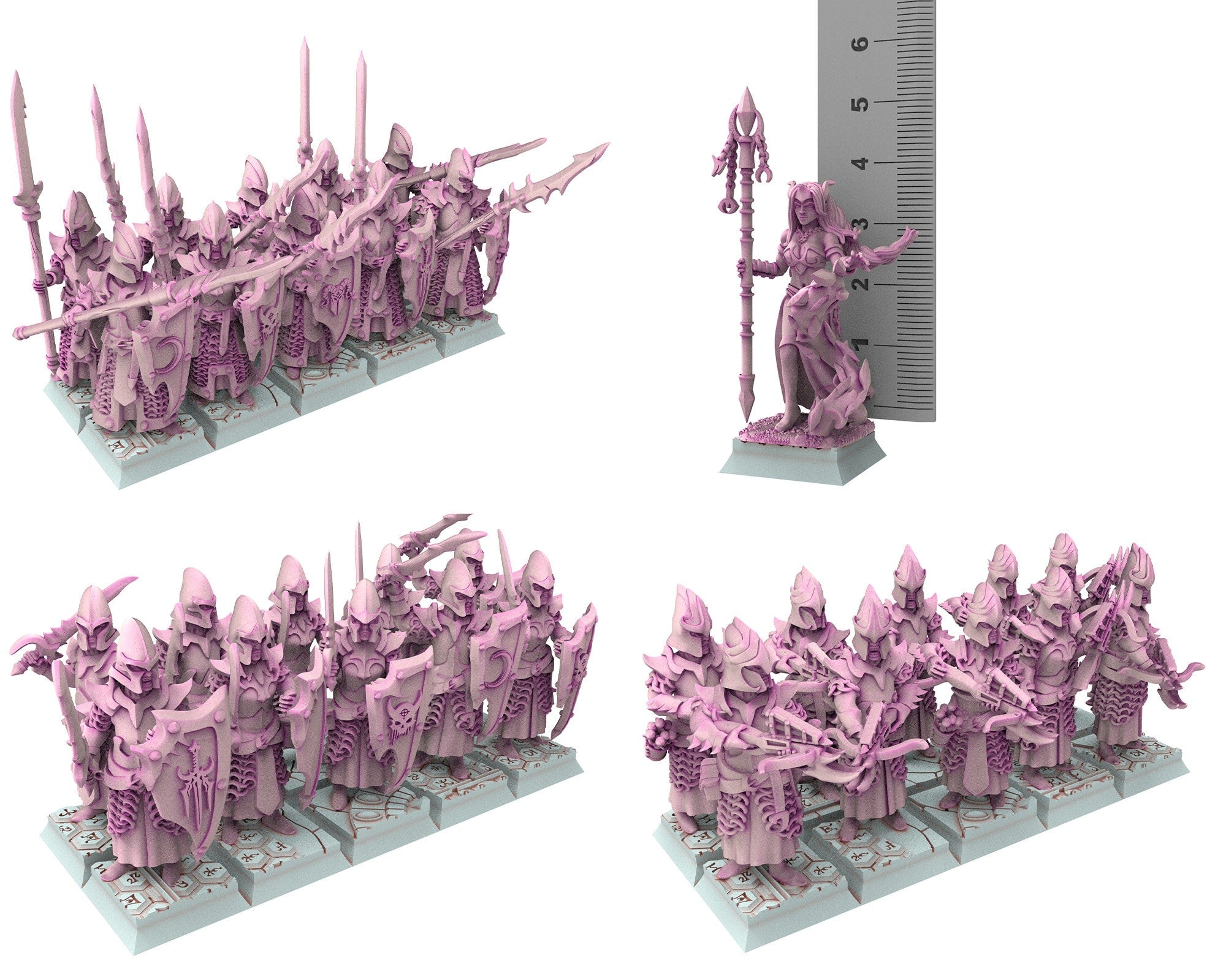 Dark Elves - Swordmen unit 20 soldiers, dark elves, Merciless north pillars usable for 9th Age, Fantasy Battle, Oldhammer, King of war, D&D
