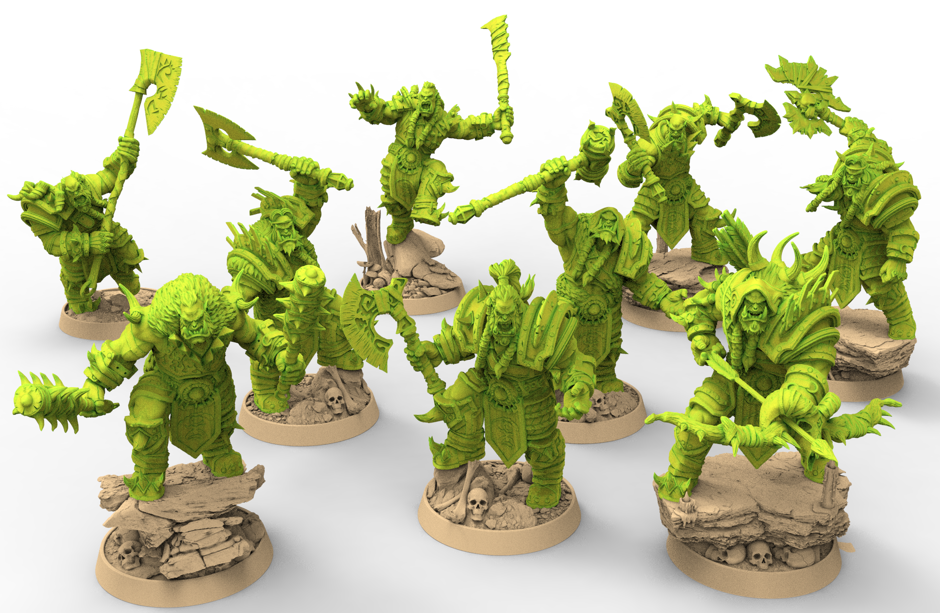 Peau verte - Lot x9 Orks, Les Powerbrokers du Vide, figurines de l'aube